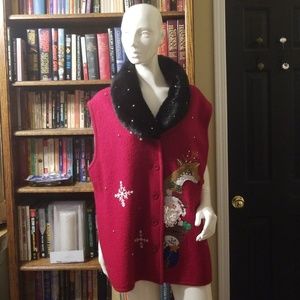 Lisa International womens 3X 100% boiled wool vest